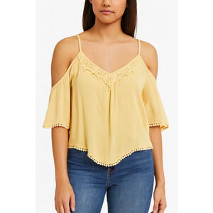 Vintage Y2K Charlotte Russe Boho Cold Shoulder Top Womens M Cottagecore Peasant